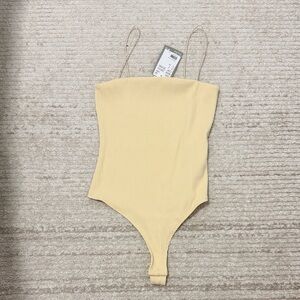 H&M Women's Cream Ribbed Bodysuit